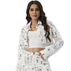 Custom Women’s White Graffiti Cropped Denim Jacke Set 