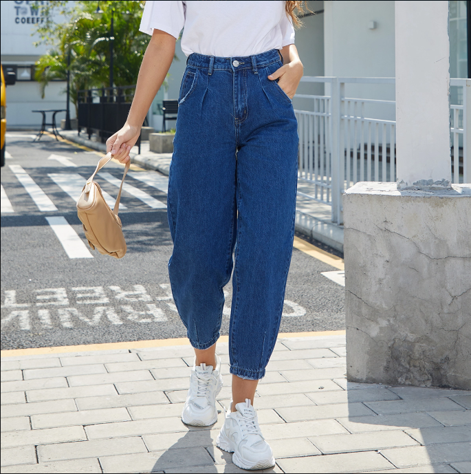 Custom Jeans Bloomers High Waisted Boyfriend Elastic Bottoms