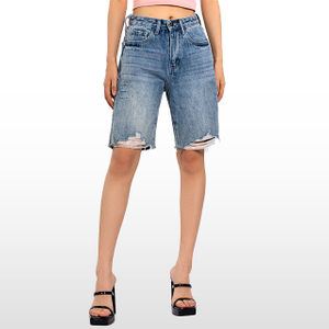 Custom Jean Shorts Summer Ripped Frayed Hem Fitth Pants