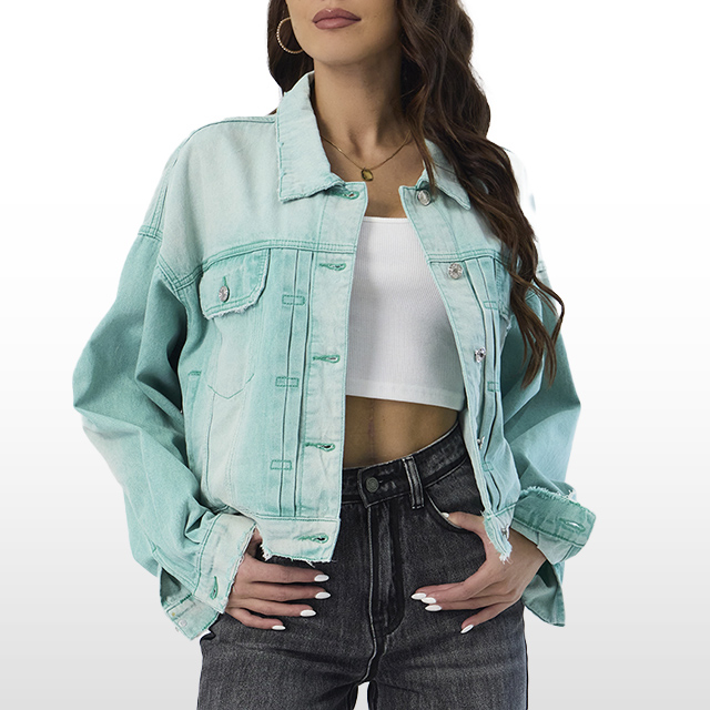 Custom Denim Jackets Cyan Vintage Colorful Jean Jacket Factory