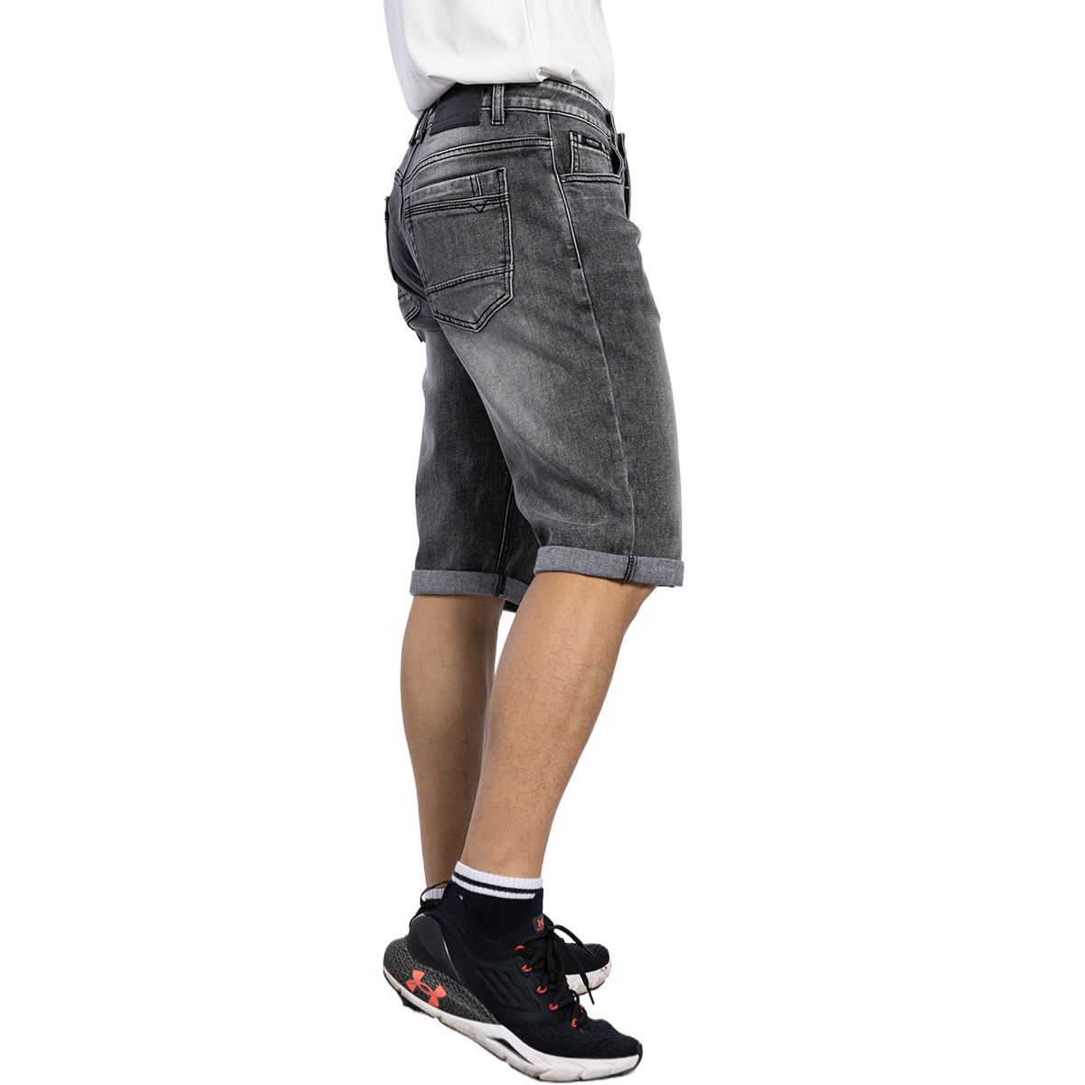 Custom Washed Vintage Grey Men's Denim Shorts for Summer 