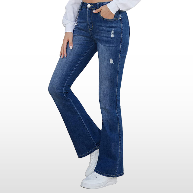 Custom Jeans Wide Leg Ripped High Waisted Denim Pants
