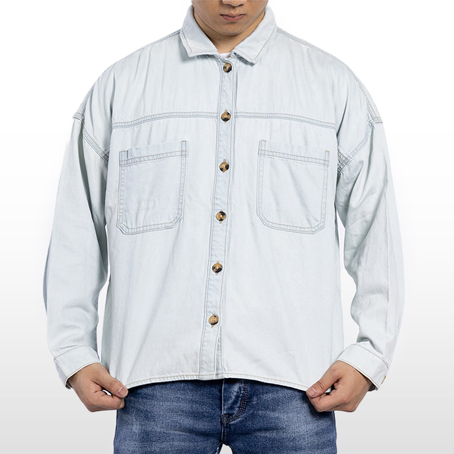 Custom Casual Plus Size Light Blue Jean Jacket for Men