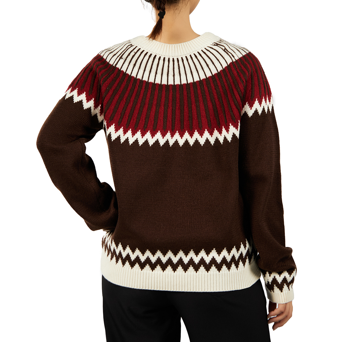 Custom Lightweight Nordic Jacquard Pullover Sweater Comfortable Knit for Women