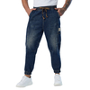 Custom Men’s Elastic Waist Denim Jogger Pants Casual Tapered Fit Streetwear Jeans