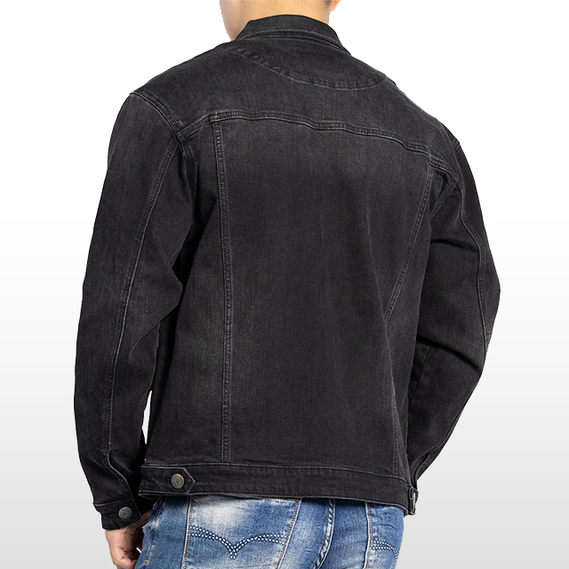 Custom Black Vintage Jean Jacket Long Sleeve Coat