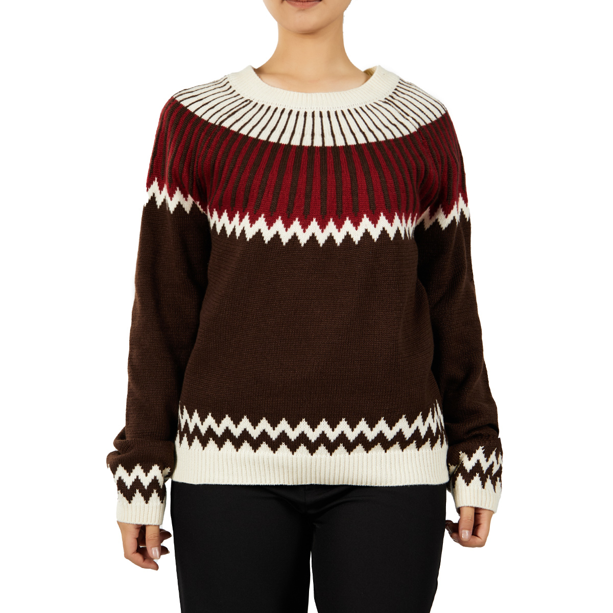 Custom Lightweight Nordic Jacquard Pullover Sweater Comfortable Knit for Women