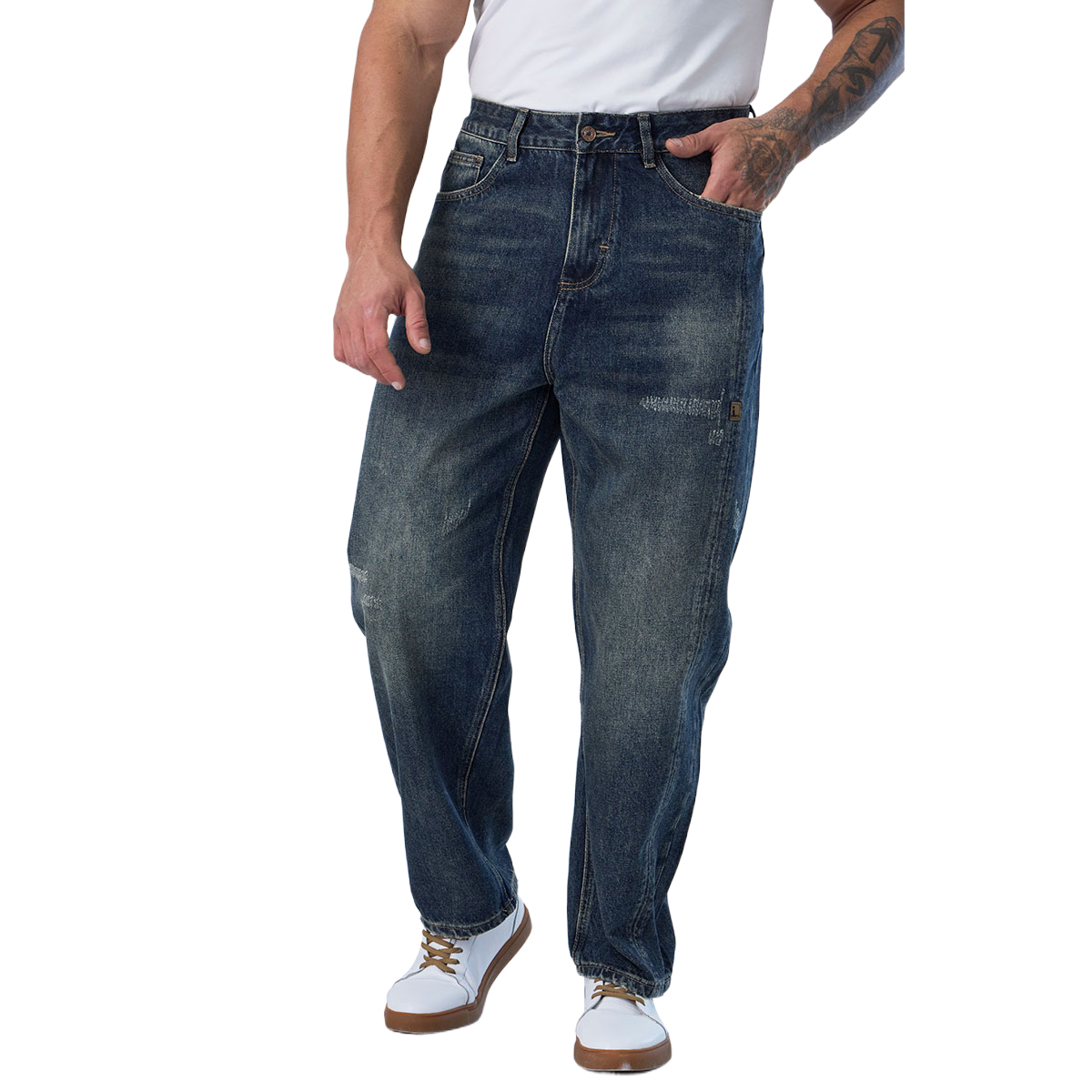 Custom Men’s Vintage Washed Loose Fit Straight Leg Jeans 