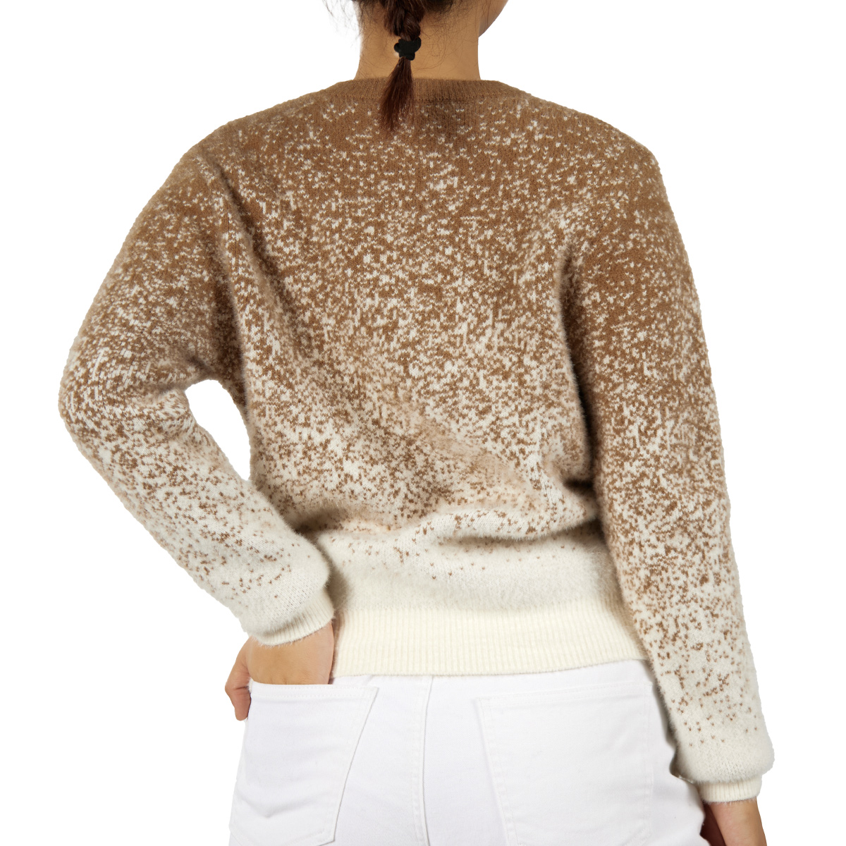 Custom Women O-Neck Long Sleeve Gradient Color Knit Pullover Sweater