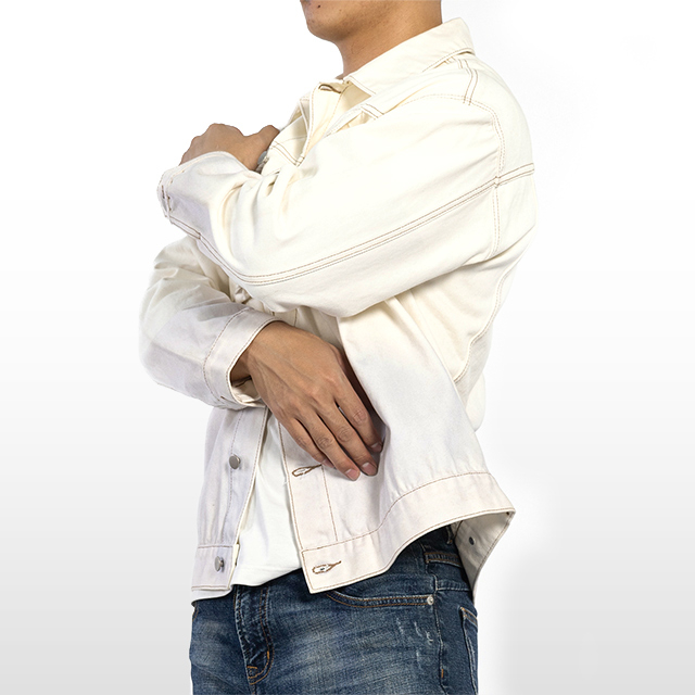 Custom White Cargo Pocket Jean Jacket for Men