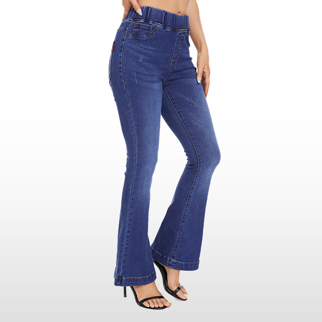 Custom Elastic Waist Jeans High Waist Stretch Denim Pants