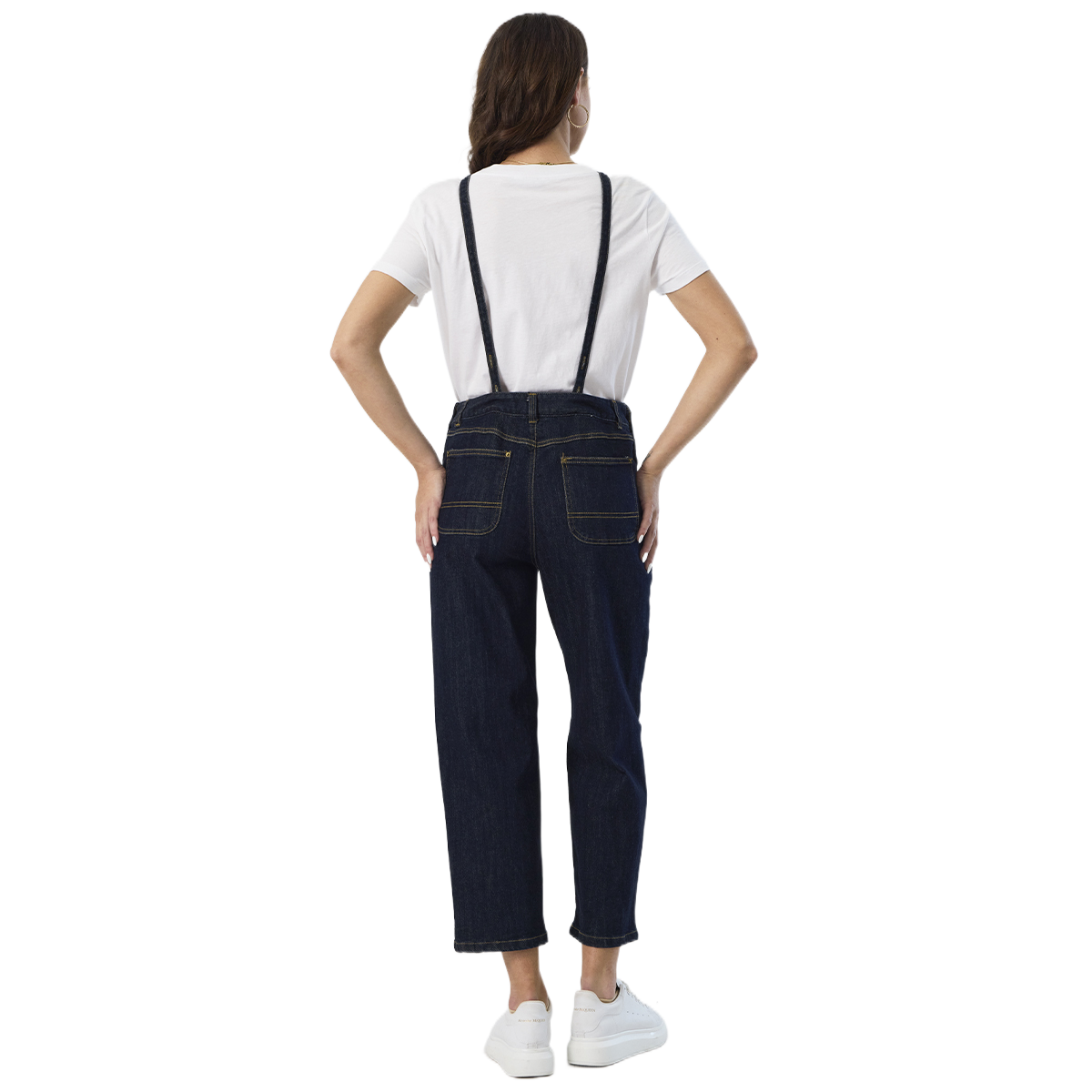 Custom Stylish Women’s Dark Blue Denim Overalls Affordable Denim Jumpsuit