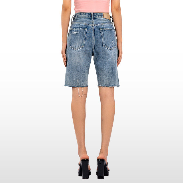 Custom Jean Shorts Summer Ripped Frayed Hem Fitth Pants