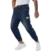 Custom Men’s Elastic Waist Denim Jogger Pants Casual Tapered Fit Streetwear Jeans