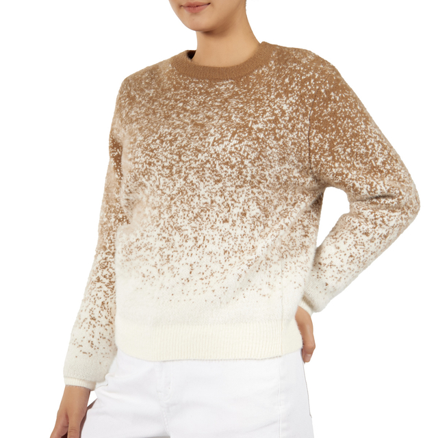 Custom Women O-Neck Long Sleeve Gradient Color Knit Pullover Sweater