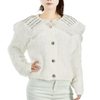 Custom Luxury Women’s Artificial Animal Hair Rhinestone Doll Collar Cardigan Elegant Soft Knit Sweater