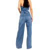 Custom Women Blue Strapless Denim Straight-leg Jumpsuit