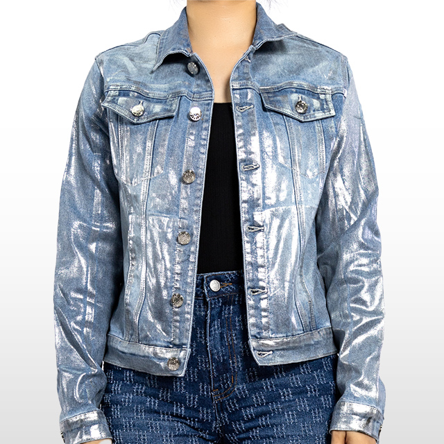 Custom Silver Jean Jacket Pocket Personalized Top Clothing