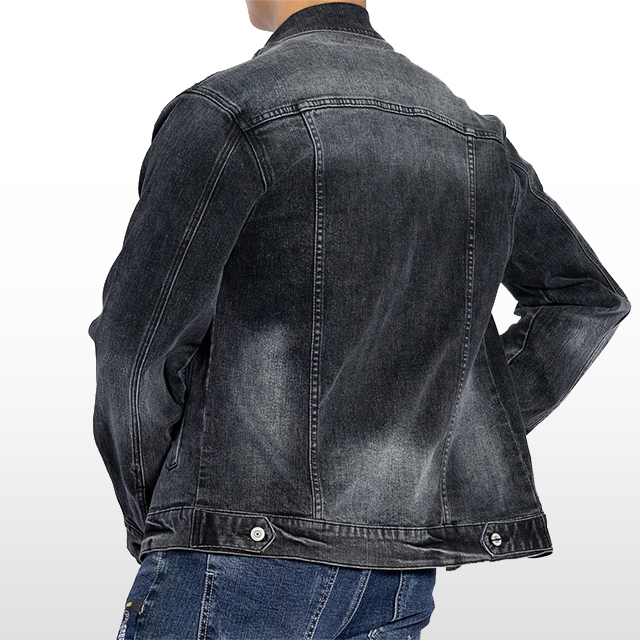 Custom Denim Jackets Slim Fit Dark Grey Stone Wash for Men