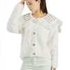 Custom Luxury Women’s Artificial Animal Hair Rhinestone Doll Collar Cardigan Elegant Soft Knit Sweater