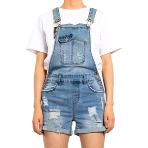 Custom Short Light Blue Denim Jumpsuit for Petite Women