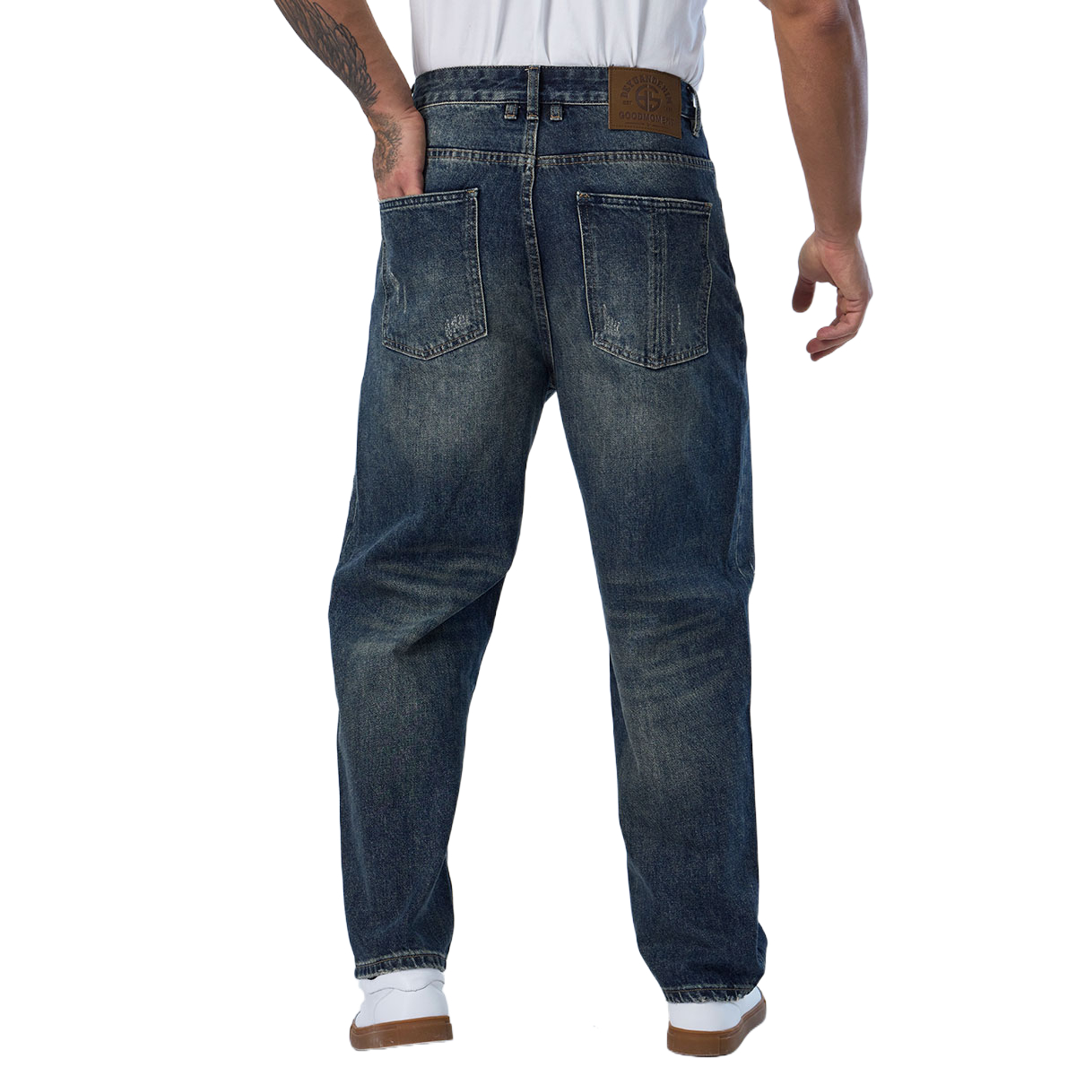 Custom Men’s Vintage Washed Loose Fit Straight Leg Jeans 