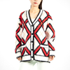 Custom Trendy Color Block Sweater Mohair Knit Cardigan for Women Oversized Unisex Knitwear