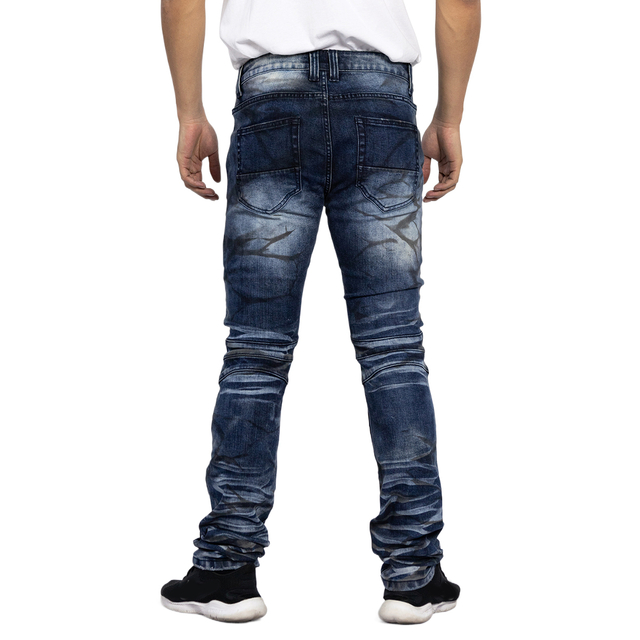 Custom Men’s Distressed Slim Fit Jeans Ripped Stretch Denim Pants for Streetwear Style